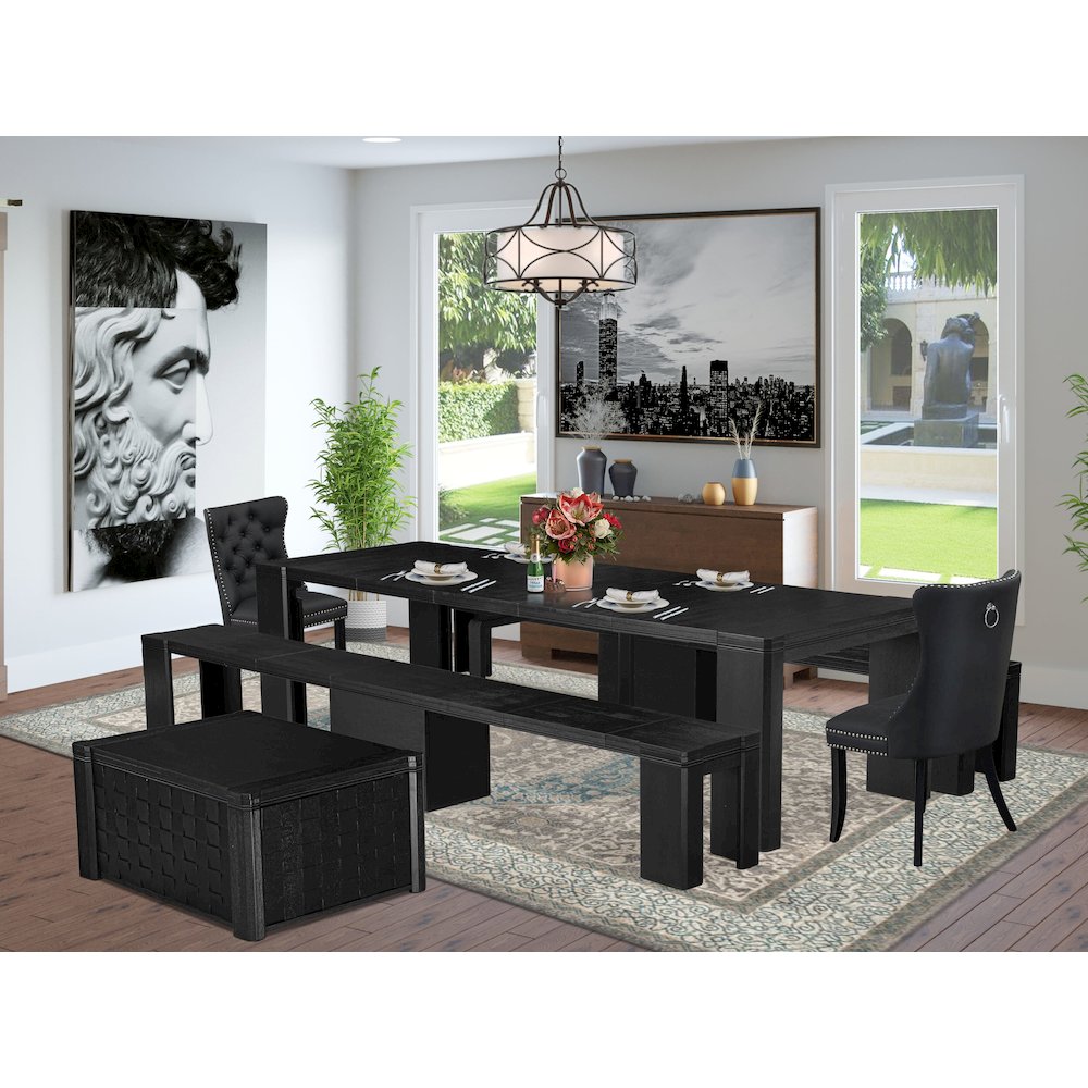 6-piece Kitchen Table Set a Rectangular Dining Table with a coffee Table