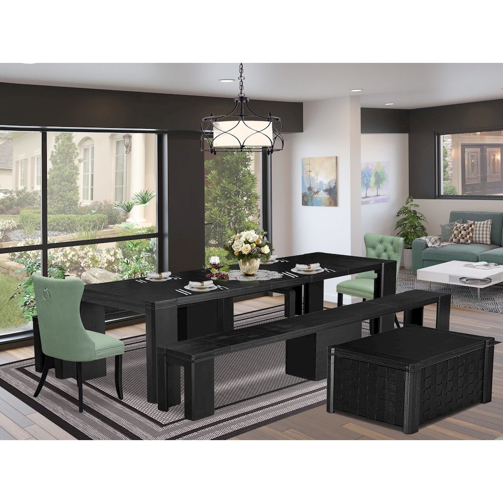 6-piece Dining Room Table Set a Rectangular Dining Table with a coffee Table
