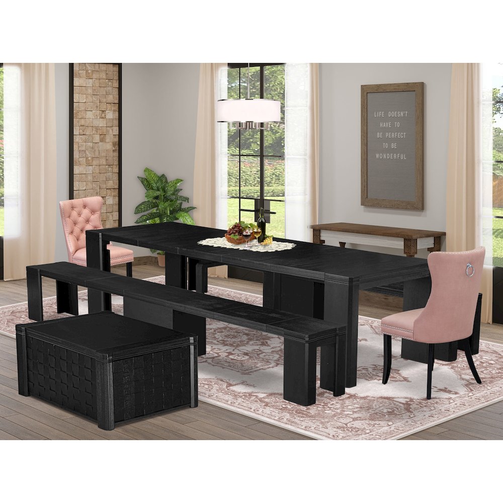 6-piece Dining Room Table Set a Rectangular Kitchen Table with a coffee Table