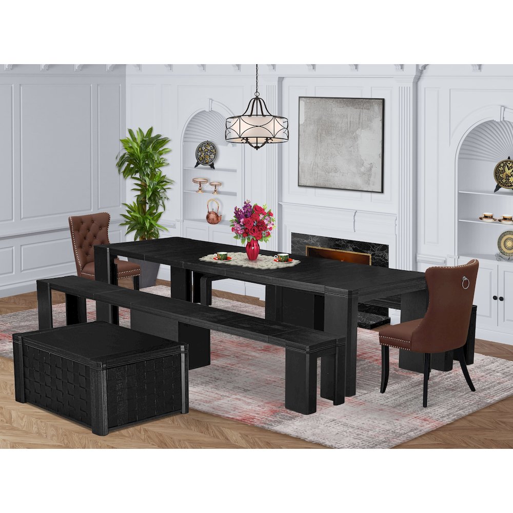 6-piece Modern Dining Room Table Set a Rectangular Dining Room Table