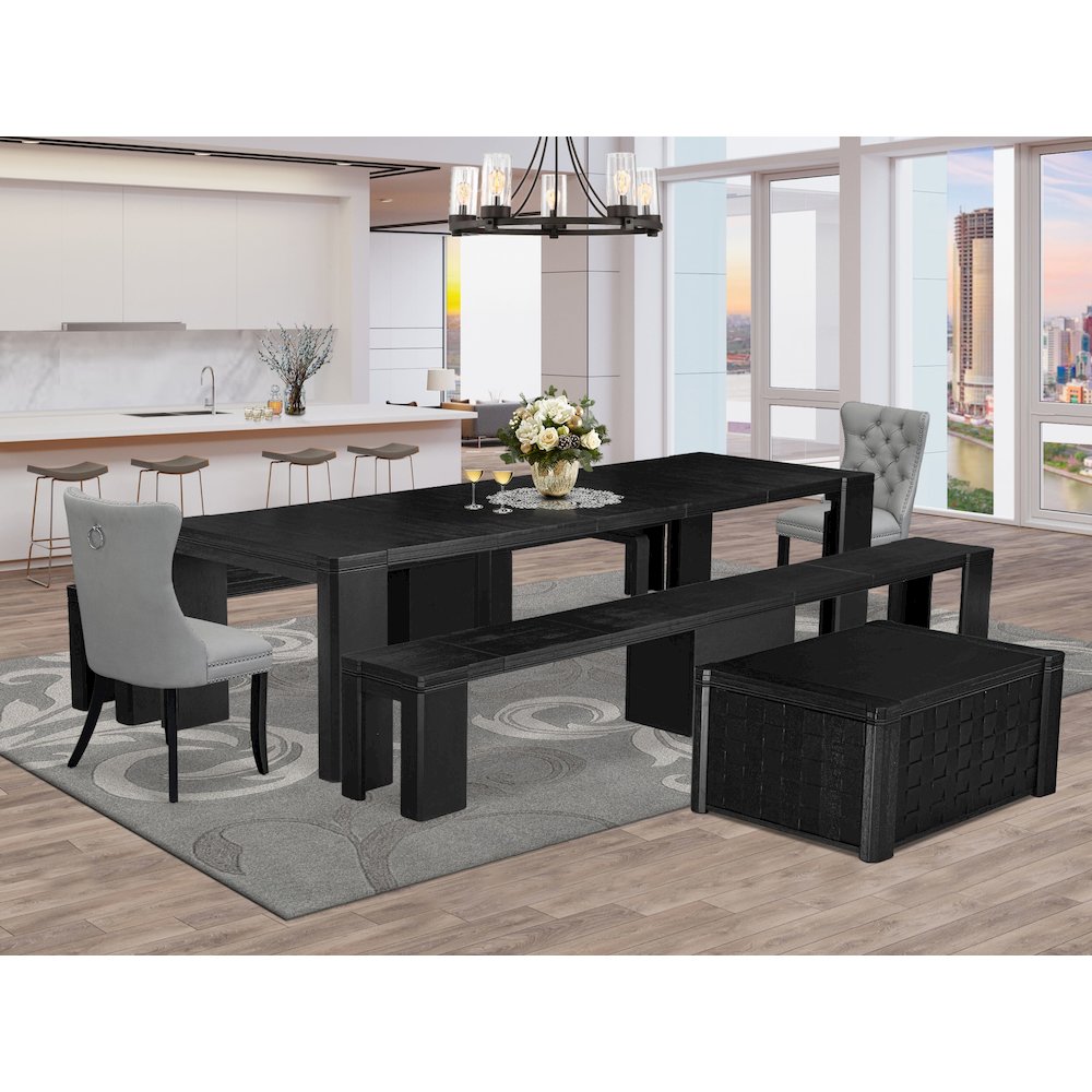 6-piece Modern Dining Table Set a Rectangular Dining Room Table