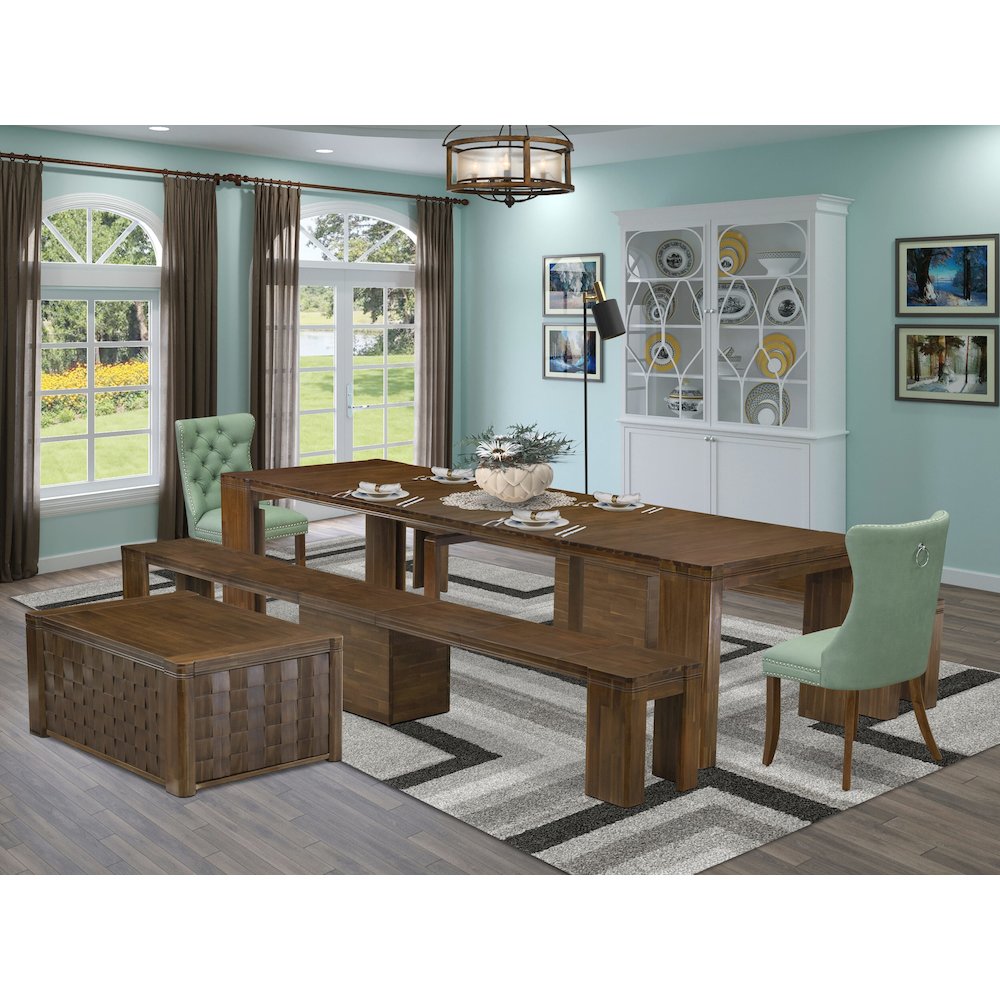 6 Pieces Extendable Dining Set Includes a Rectangle Kitchen Table