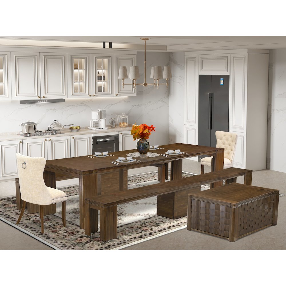 6 Pieces Extendable Dining Set Includes a Rectangle Kitchen Table