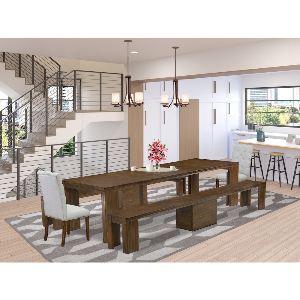 5 Pieces Extendable Dining Set Includes a Rectangle Kitchen Table