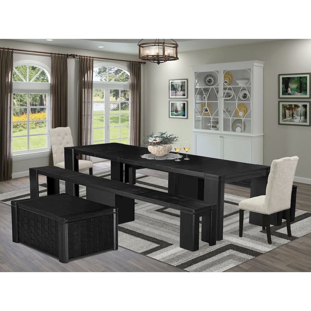 6-piece Dining Room Table Set a Rectangular Dining Table with a coffee Table