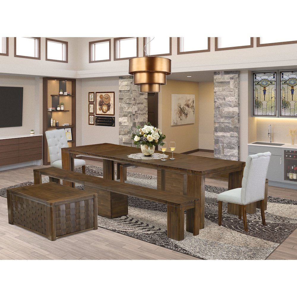 6 Pieces Extendable Dining Set Includes a Rectangle Kitchen Table