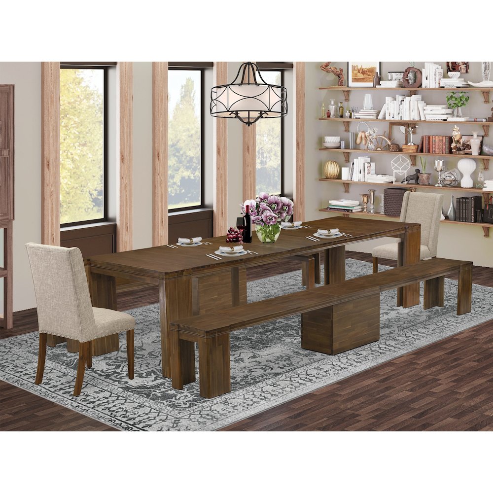 5 Pieces Extendable Dining Set Includes a Rectangle Kitchen Table