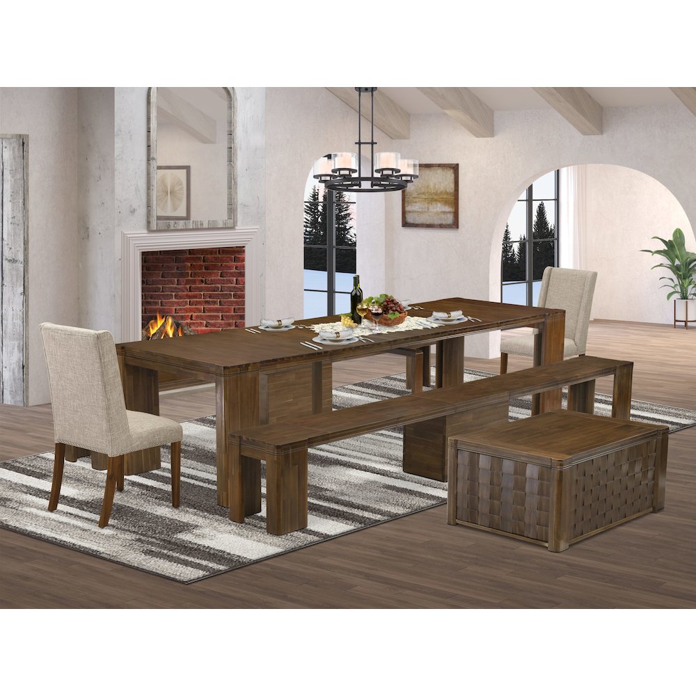 6 Pieces Extendable Dining Set Includes a Rectangle Kitchen Table