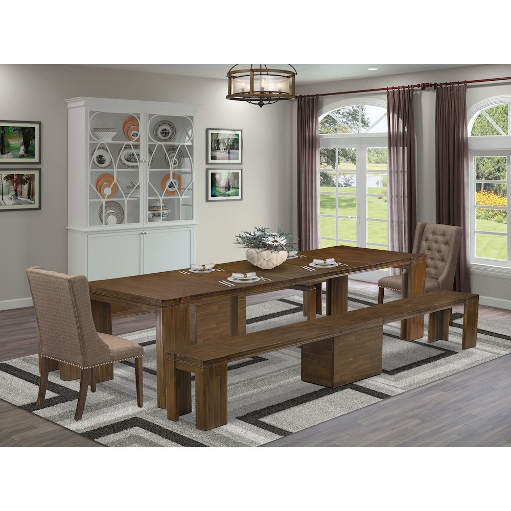 5 Pieces Extendable Dining Set Includes a Rectangle Kitchen Table