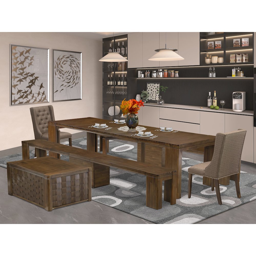 6 Pieces Extendable Dining Set Includes a Rectangle Kitchen Table