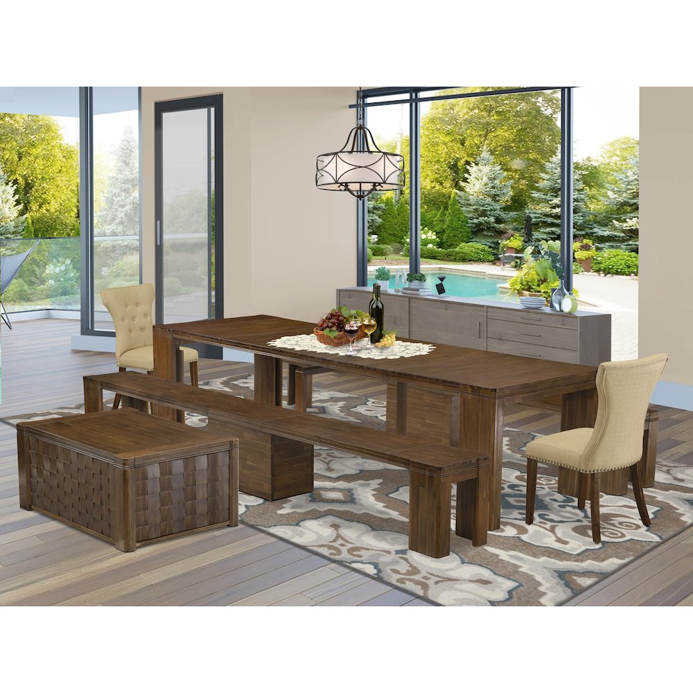 6 Pieces Extendable Dining Set Includes a Rectangle Kitchen Table