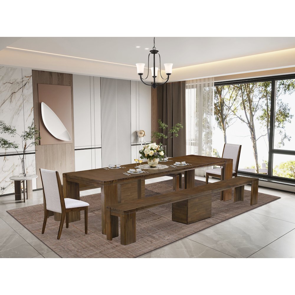 5 Pieces Extendable Dining Set Includes a Rectangle Kitchen Table