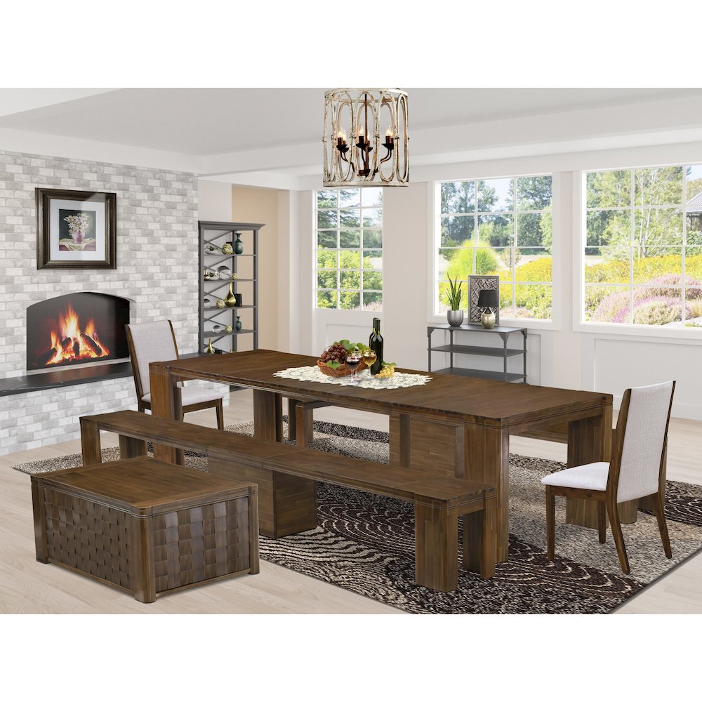 6 Pieces Extendable Dining Set Includes a Rectangle Kitchen Table
