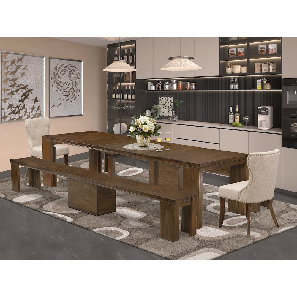 5 Pieces Extendable Dining Set Includes a Rectangle Kitchen Table