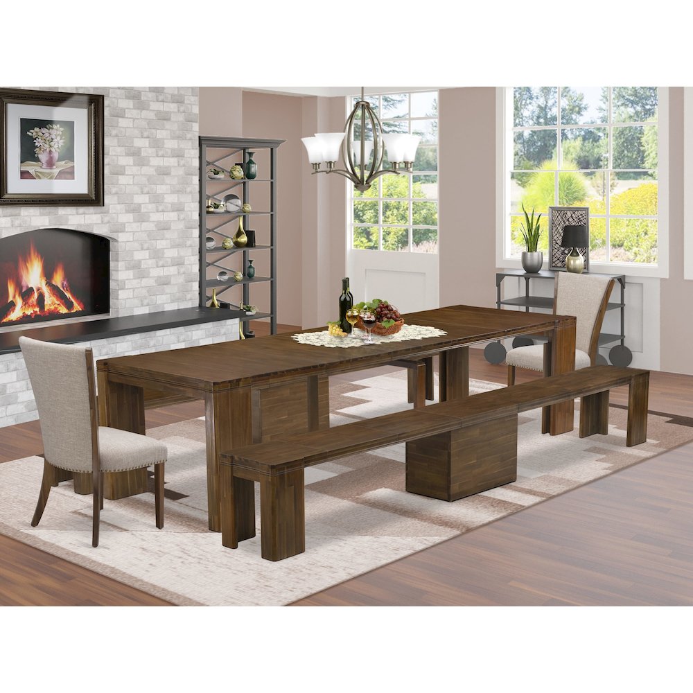 5 Pieces Extendable Dining Set Includes a Rectangle Kitchen Table
