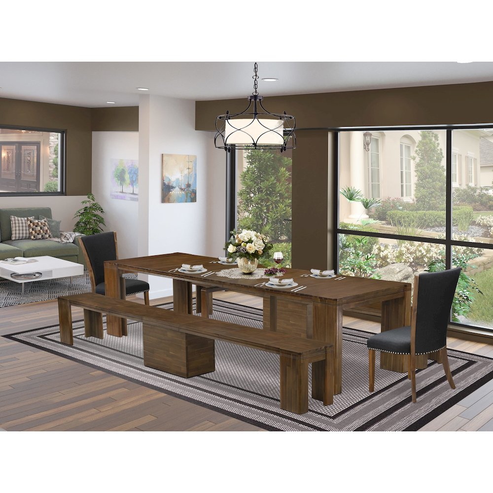 5 Pieces Extendable Dining Set Includes a Rectangle Kitchen Table