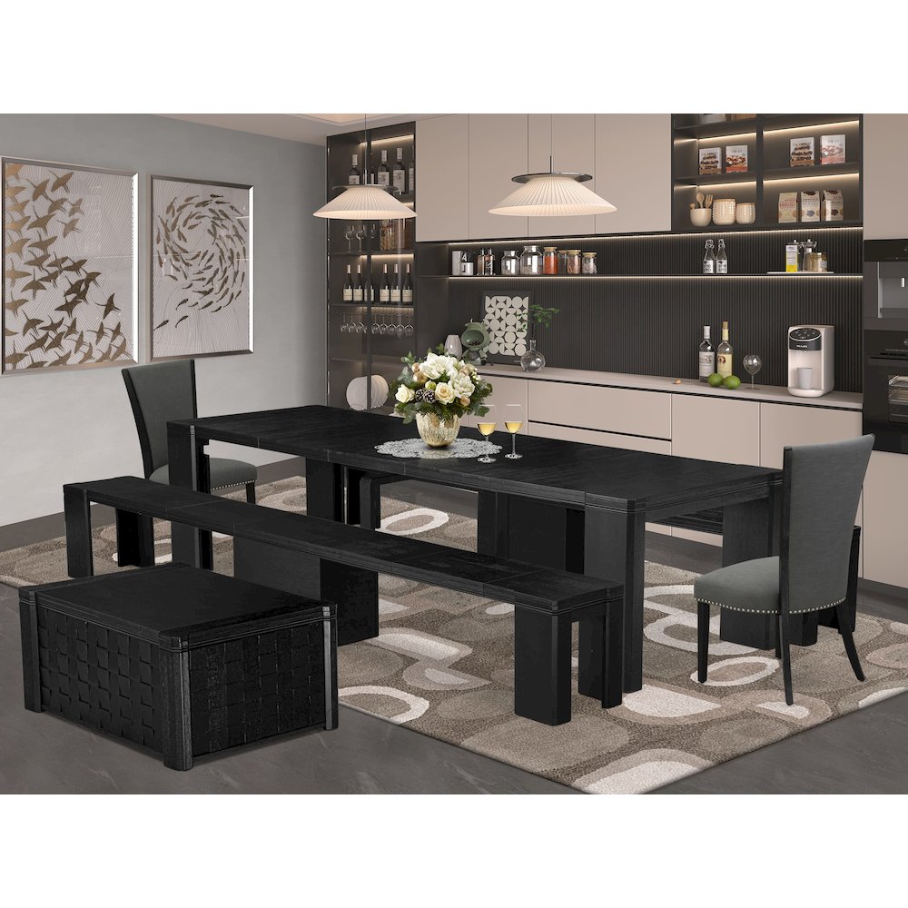 6-piece Dining Room Table Set a Rectangular Kitchen Table with a coffee Table