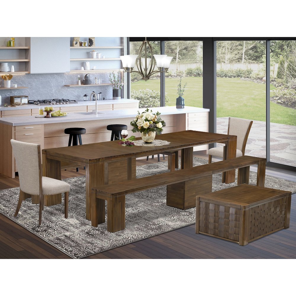 6 Pieces Extendable Dining Set Includes a Rectangle Kitchen Table