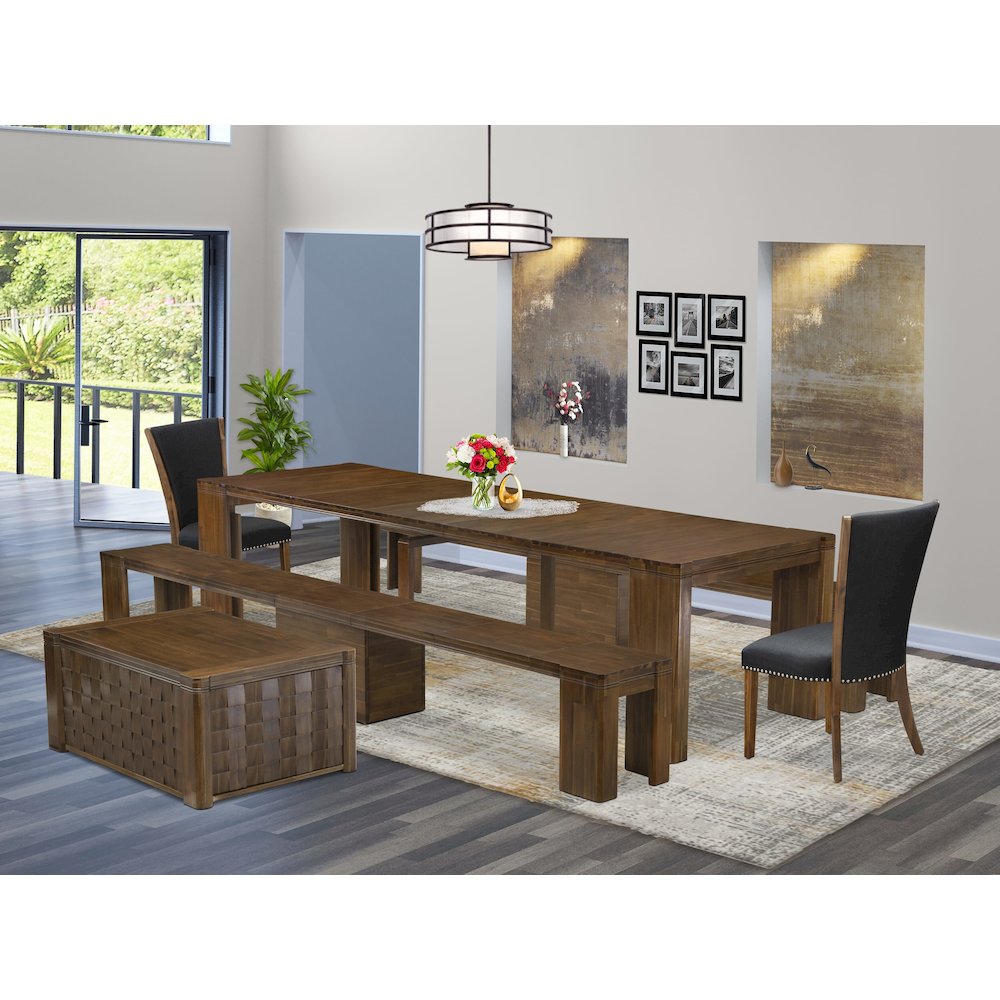 6 Pieces Extendable Dining Set Includes a Rectangle Kitchen Table