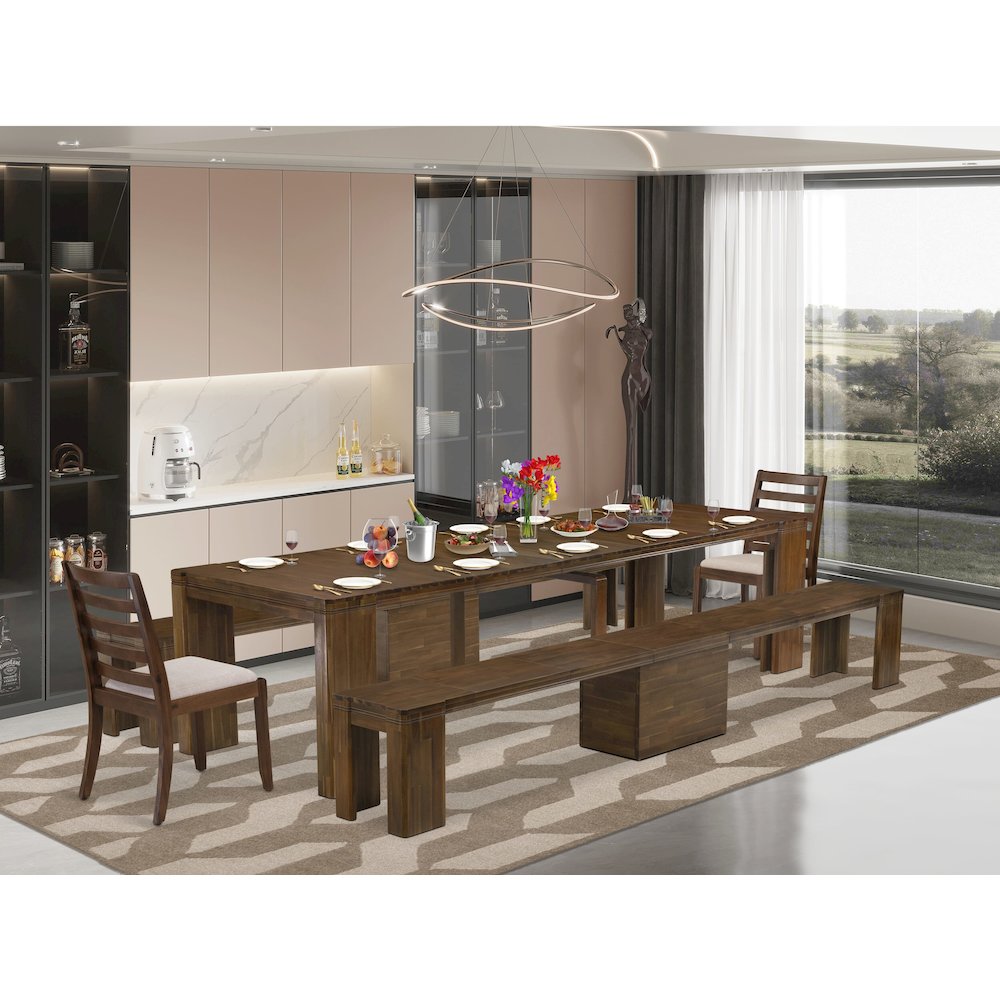 5 Pieces Extendable Dining Set Includes a Rectangle Kitchen Table