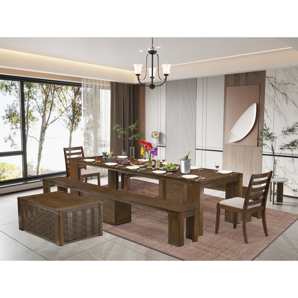 6 Pieces Extendable Dining Set Includes a Rectangle Kitchen Table