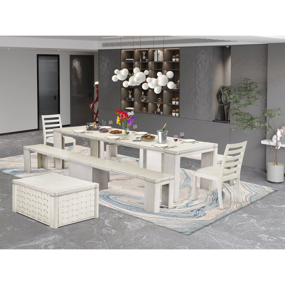 6 Pieces Extendable Dining Set Includes a Rectangle Kitchen Table