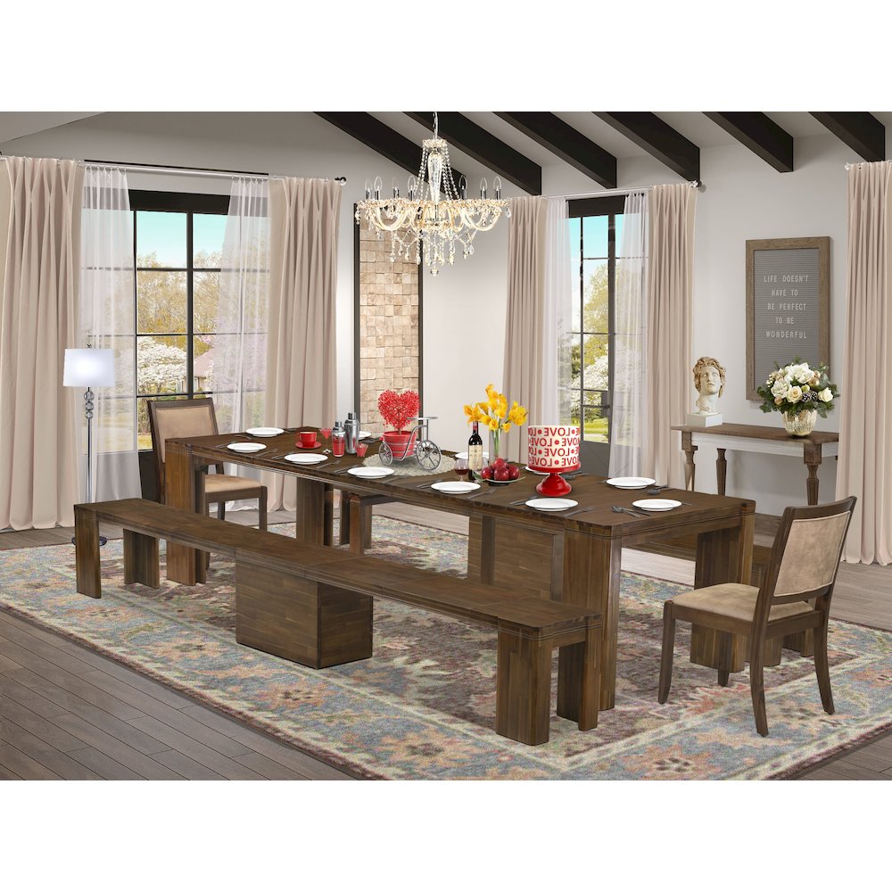 5 Pieces Extendable Dining Set Includes a Rectangle Kitchen Table