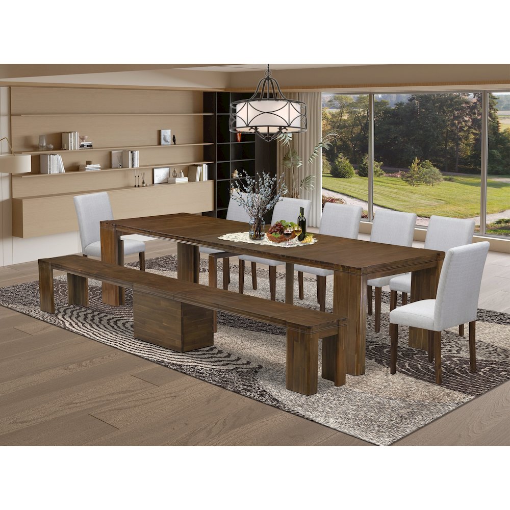 9 Pieces Extendable Dining Set Includes a Rectangle Kitchen Table