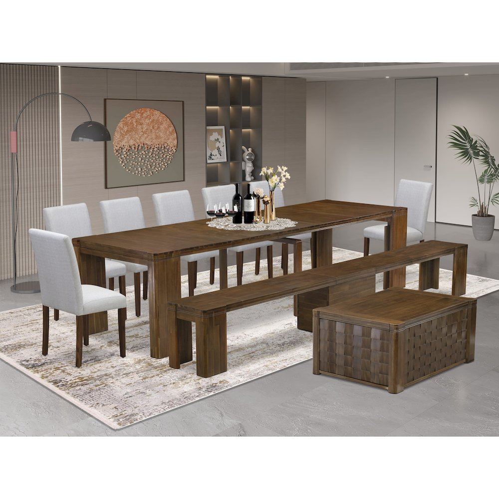 10 Pieces Extendable Dining Set Includes a Rectangle Kitchen Table