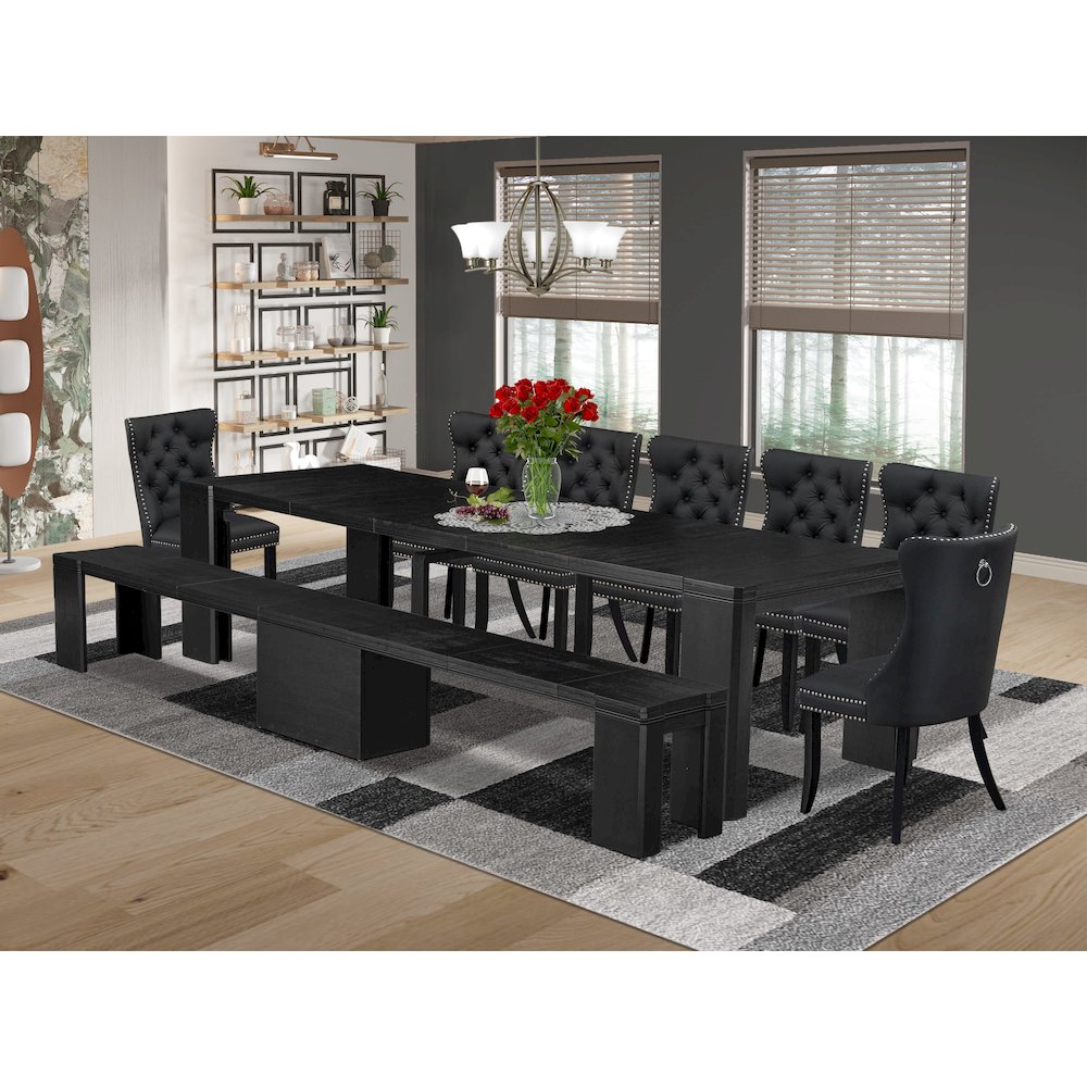 9-piece Kitchen Table Set a Rectangular Dining Table