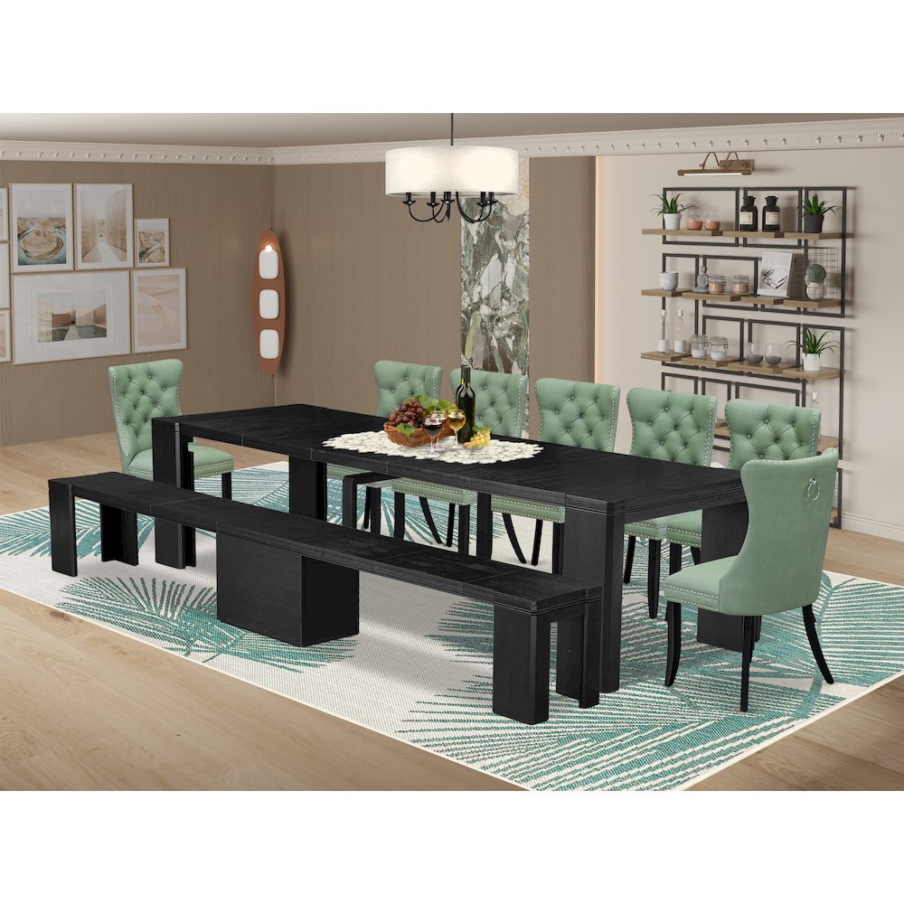 9-piece Modern Dining Room Table Set a Rectangular Kitchen Table