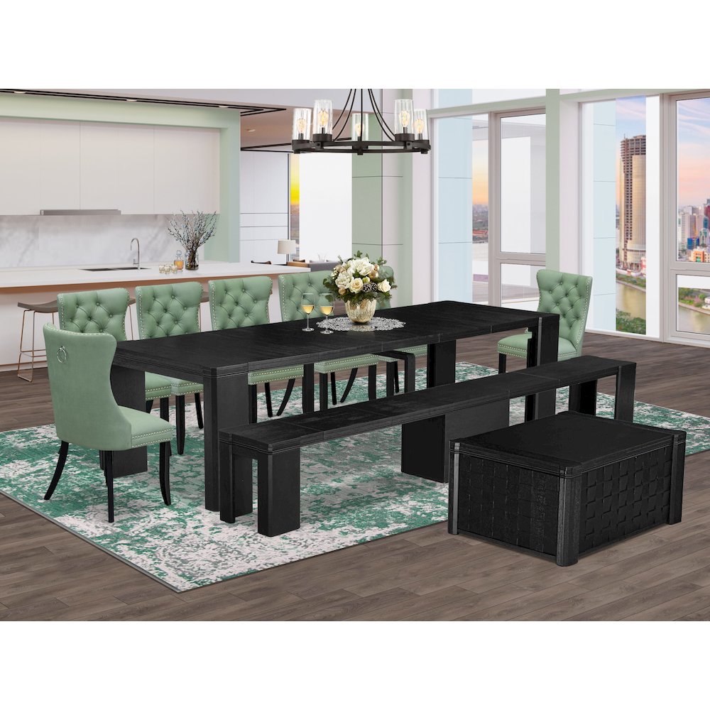 10-piece Dining Room Table Set a Rectangular Kitchen Table with a coffee Table