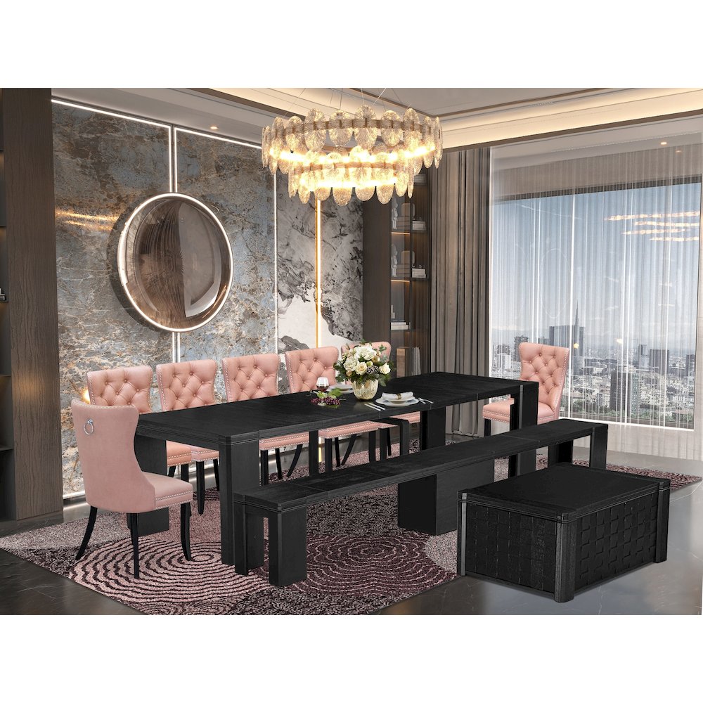 10-piece Dining Room Table Set a Rectangular Kitchen Table with a coffee Table