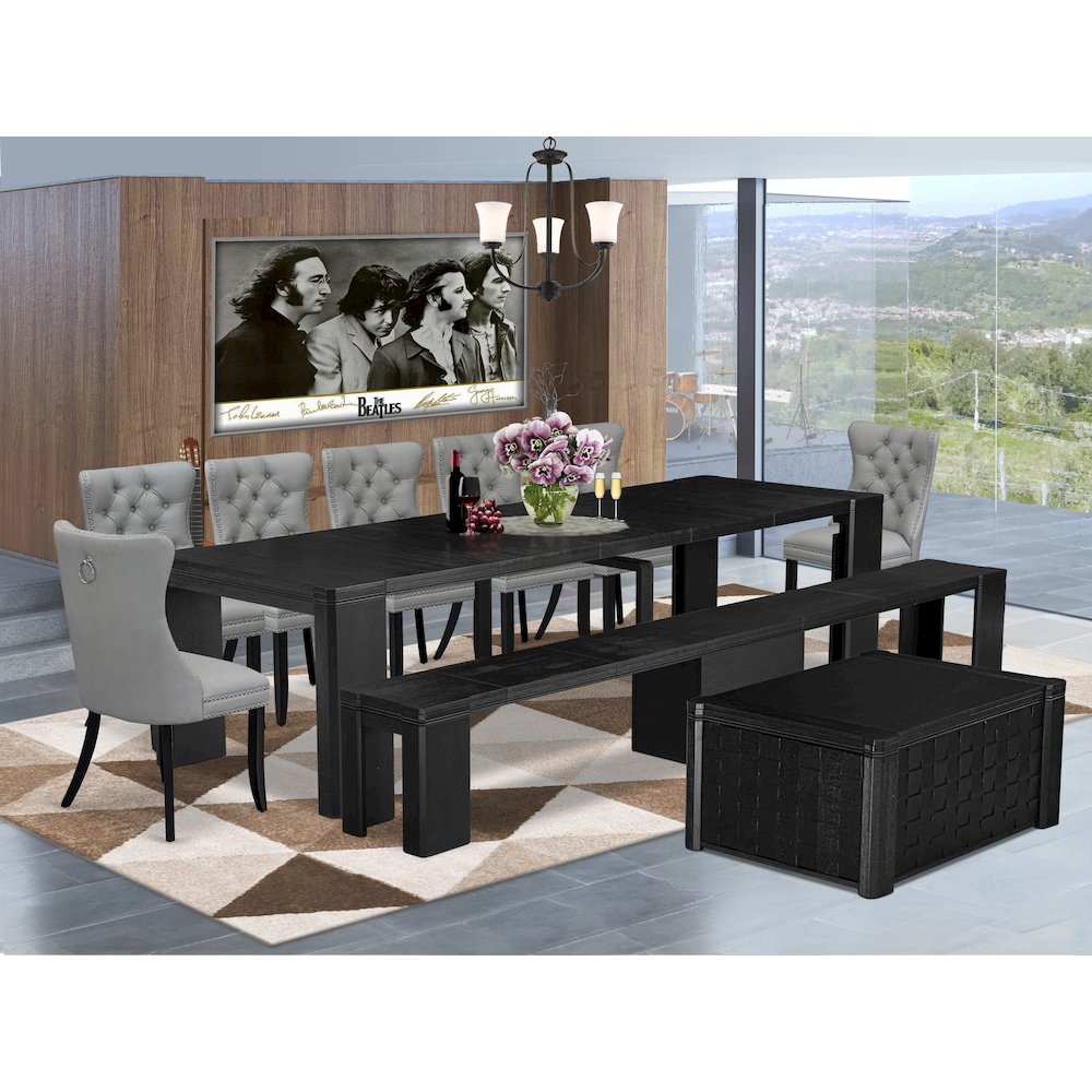 10-piece Dining Room Table Set a Rectangular Kitchen Table with a coffee Table