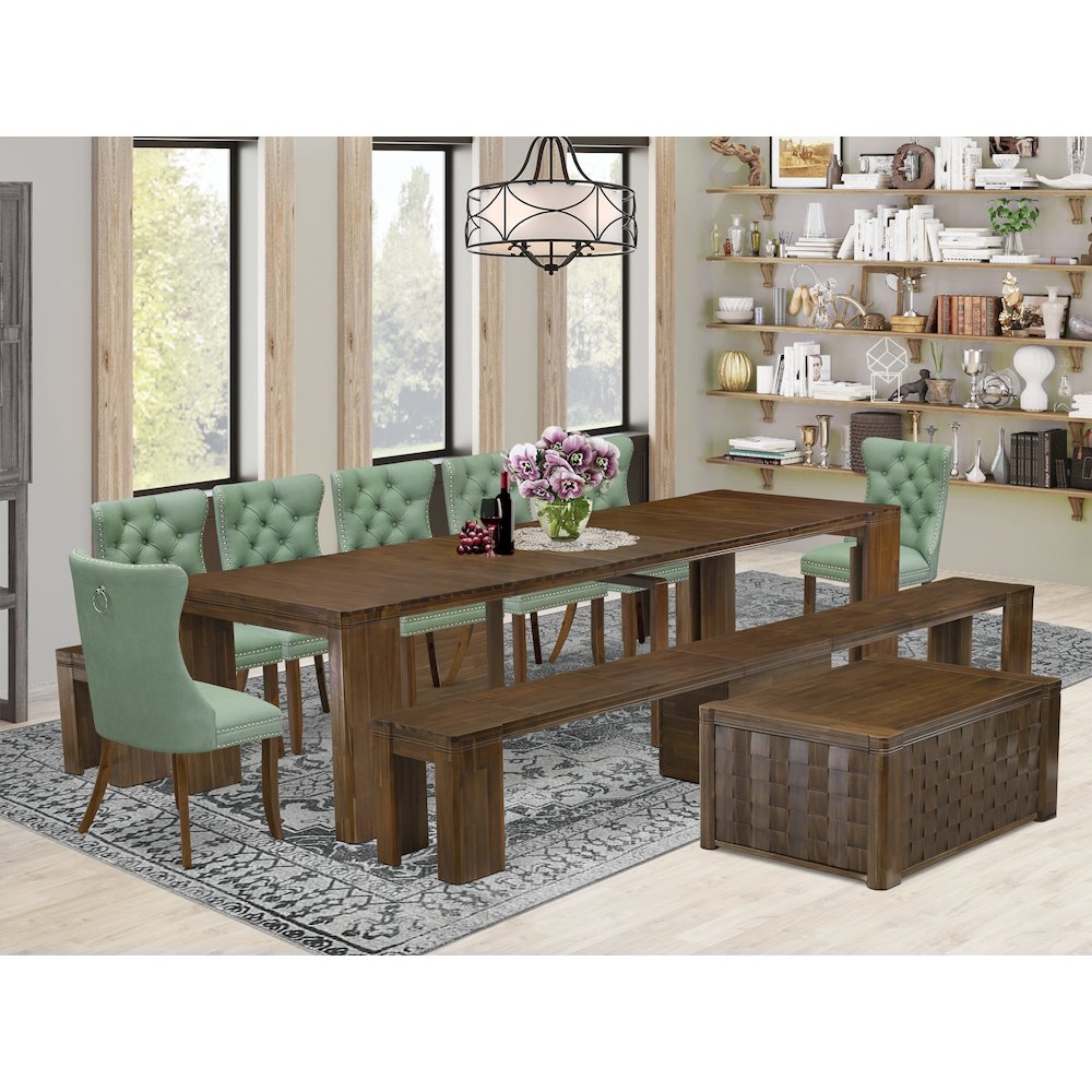 10 Pieces Extendable Dining Set Includes a Rectangle Kitchen Table