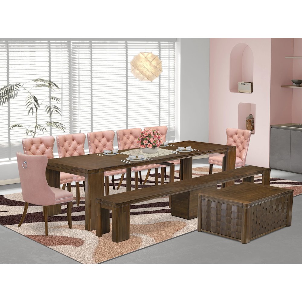 10 Pieces Extendable Dining Set Includes a Rectangle Kitchen Table