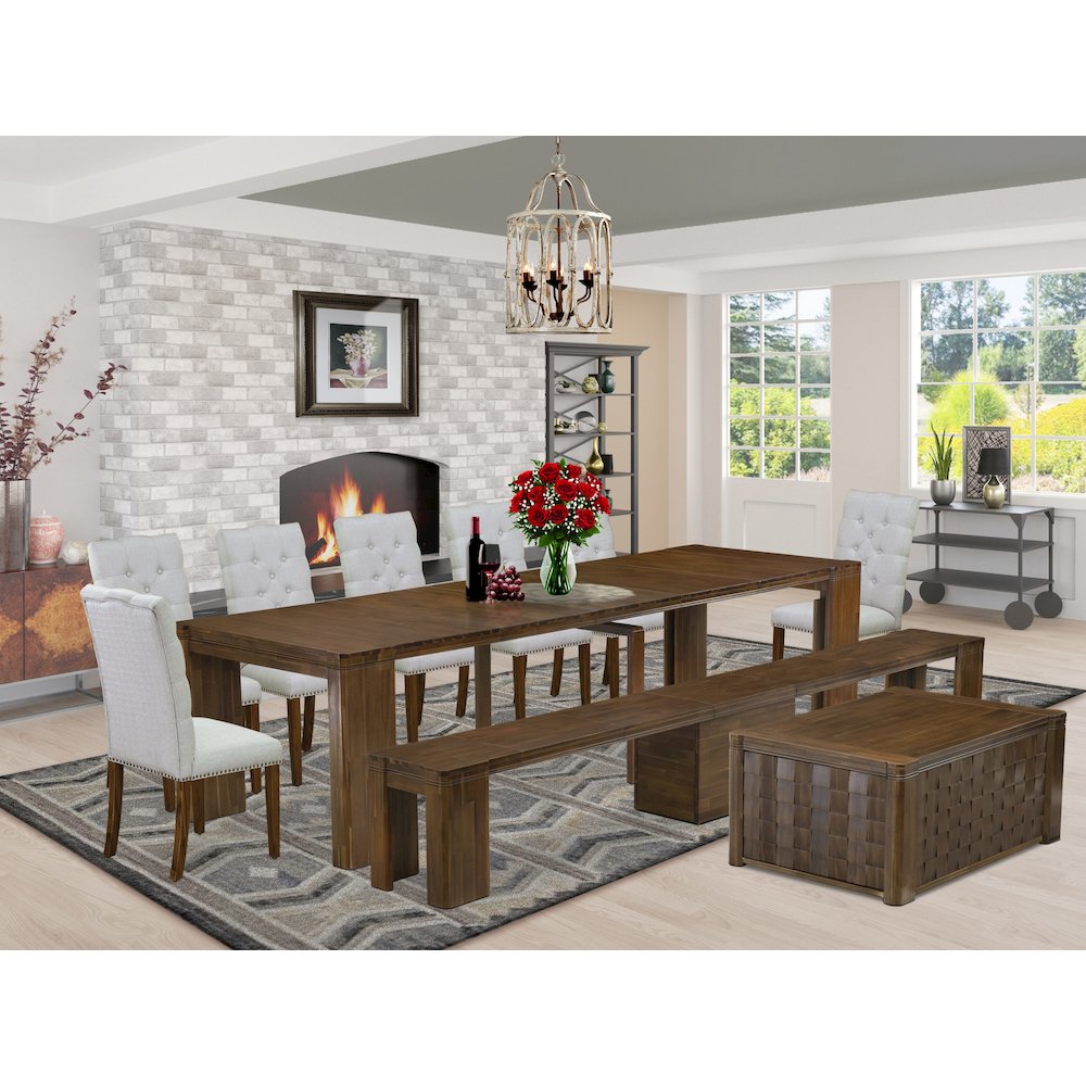 10 Pieces Extendable Dining Set Includes a Rectangle Kitchen Table