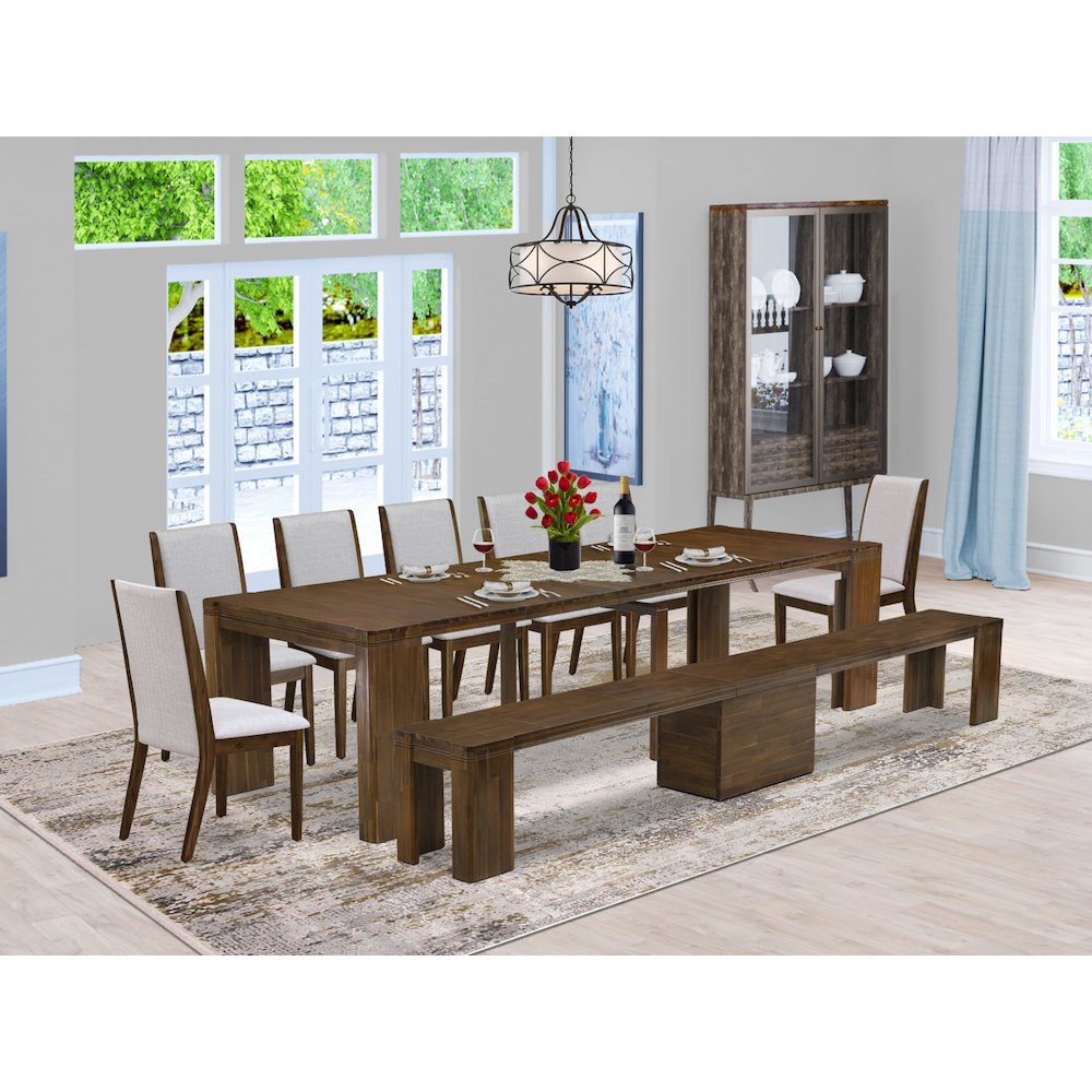 9  Pieces Extendable Dining Set Includes a Rectangle Kitchen Table