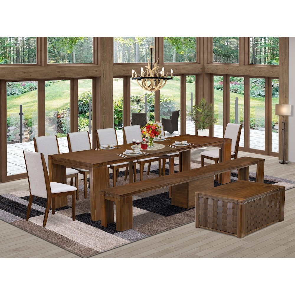 10 Pieces Extendable Dining Set Includes a Rectangle Kitchen Table