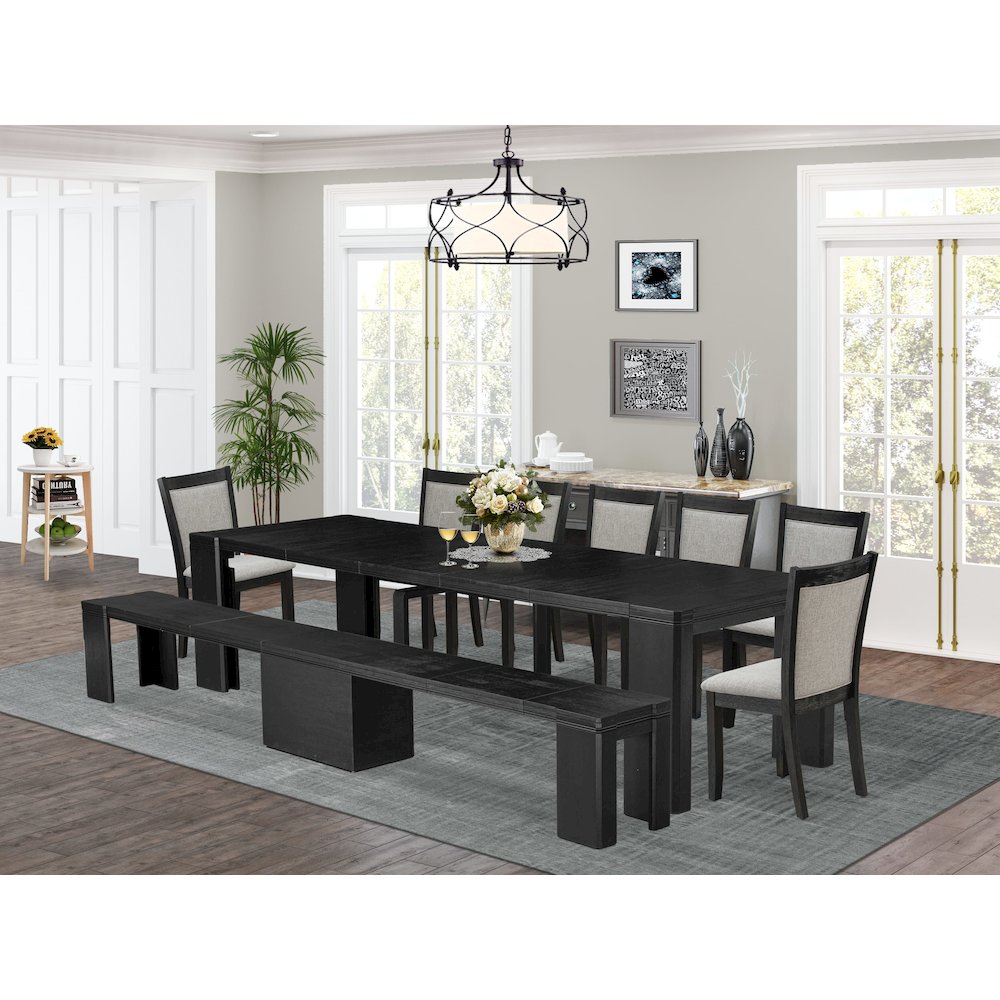 9-piece Dining Room Table Set a Rectangular Dining Table with wooden Benches