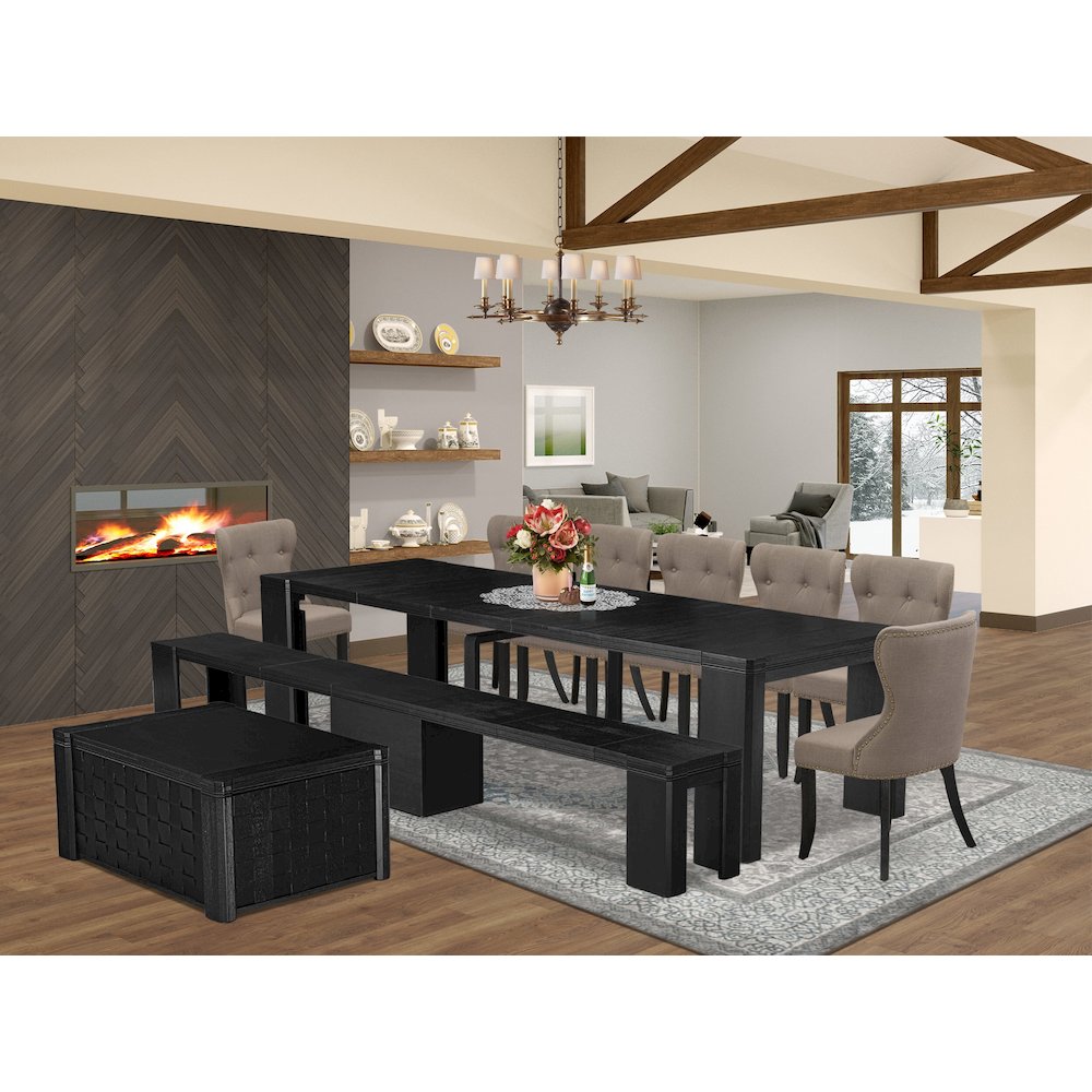 10-piece Dining Room Table Set a Rectangular Kitchen Table with a coffee Table