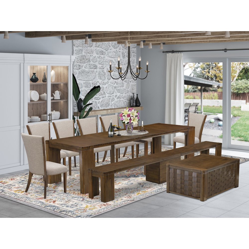 10 Pieces Extendable Dining Set Includes a Rectangle Kitchen Table