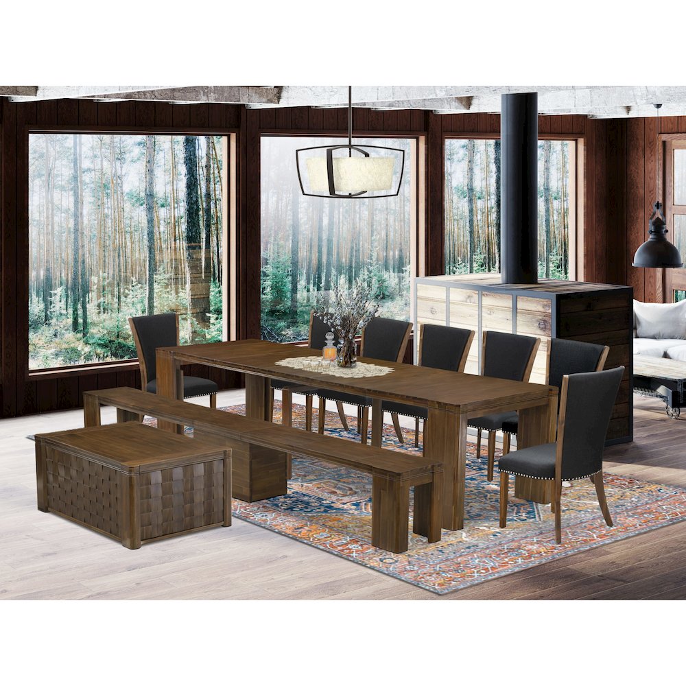 10 Pieces Extendable Dining Set Includes a Rectangle Kitchen Table