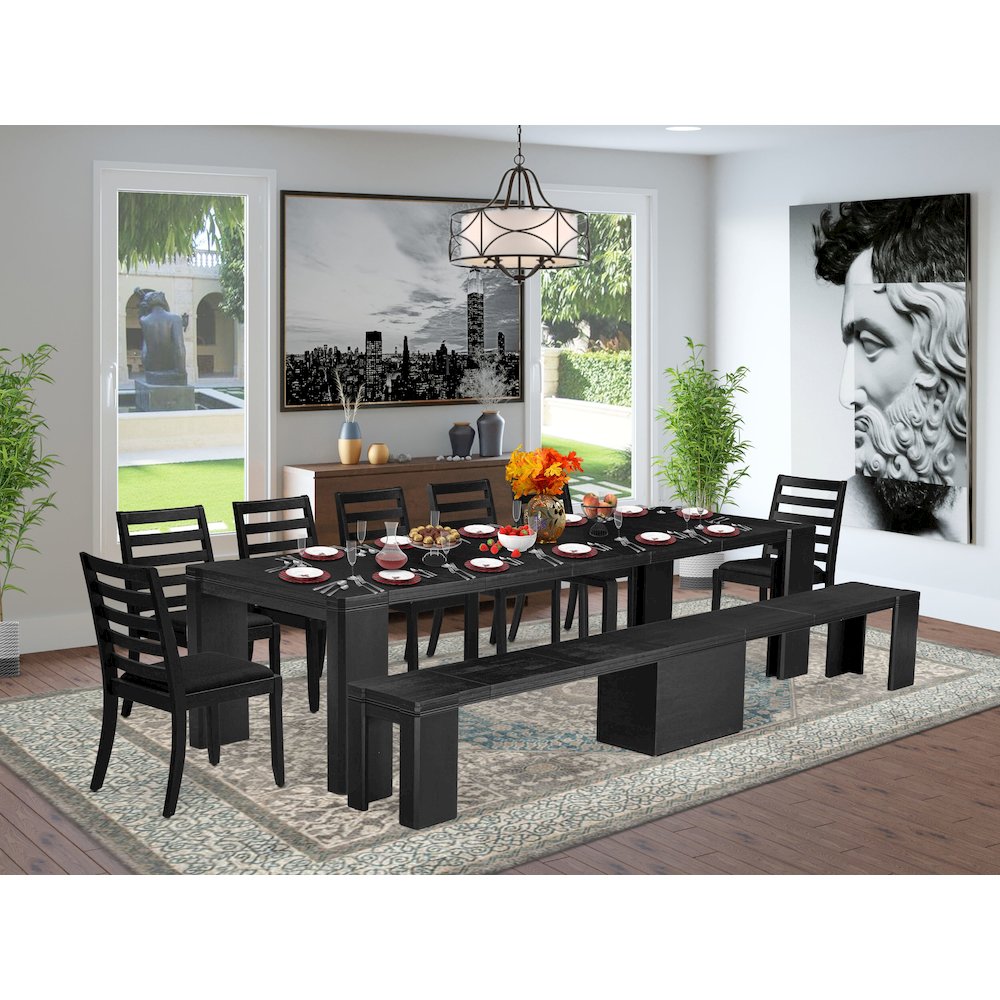9-piece Modern Dining Room Table Set a Rectangular Dining Table