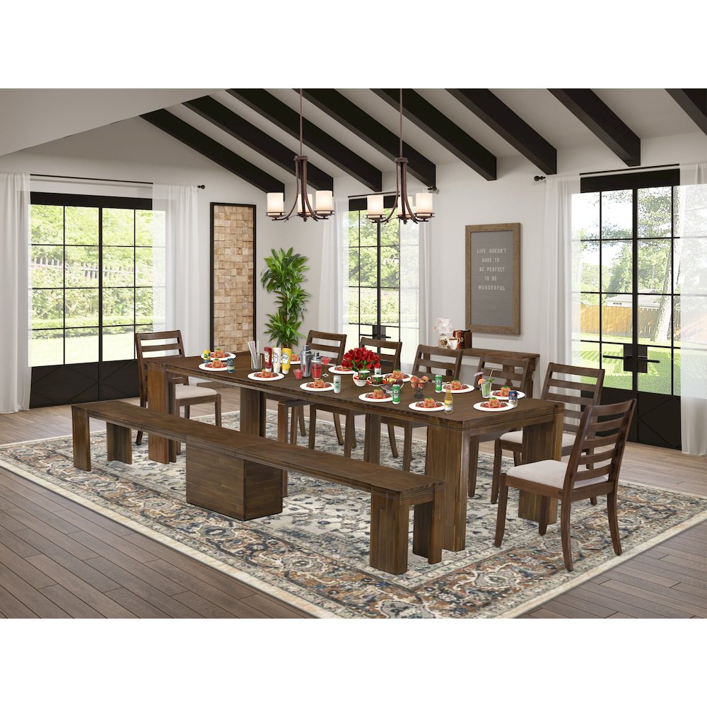9 Pieces Extendable Dining Set Includes a Rectangle Kitchen Table