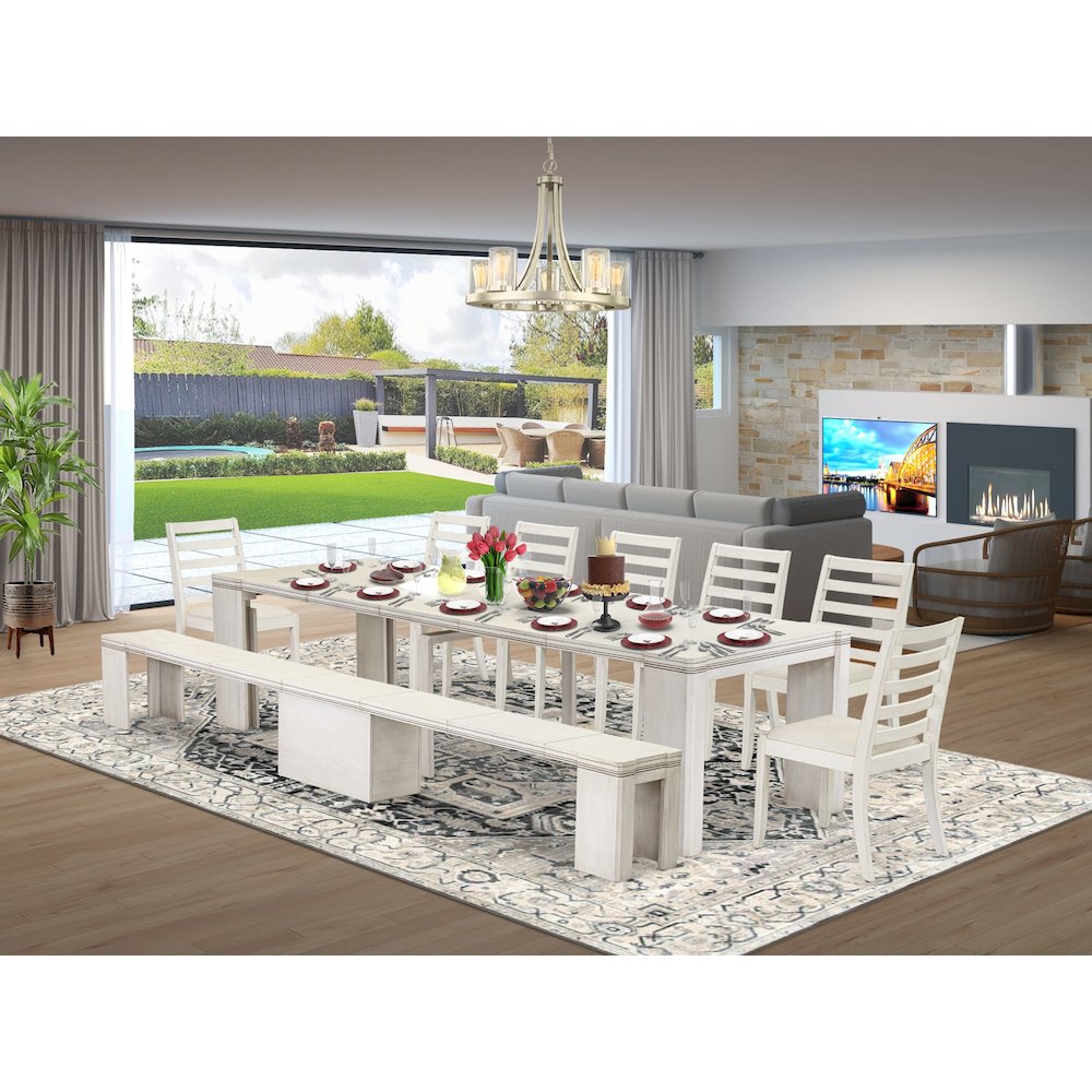 9 Pieces Extendable Dining Set Includes a Rectangle Kitchen Table