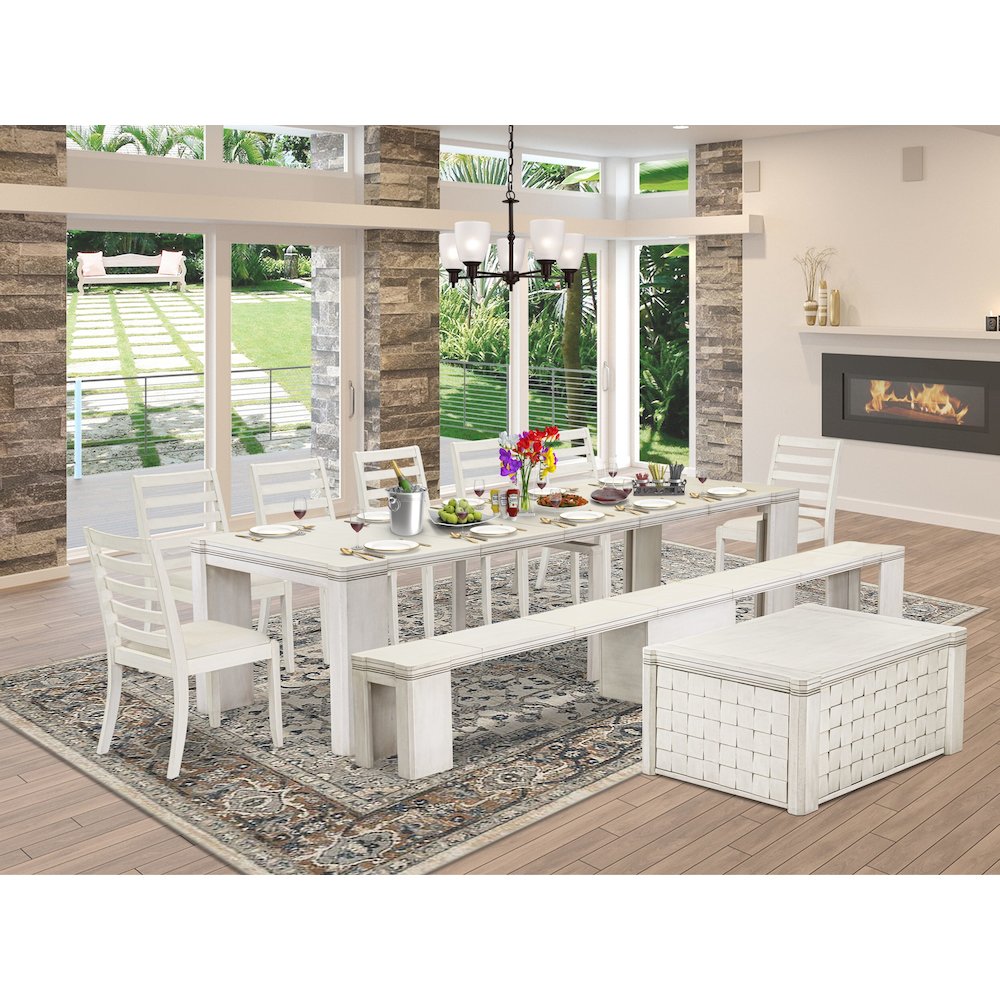 10 Pieces Extendable Dining Set Includes a Rectangle Kitchen Table