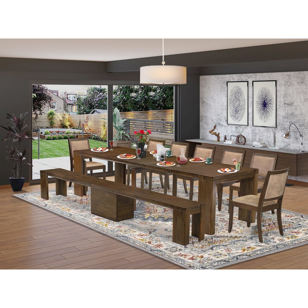 9 Pieces Extendable Dining Set Includes a Rectangle Kitchen Table