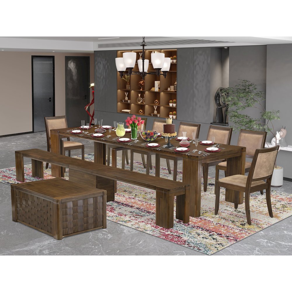 10 Pieces Extendable Dining Set Includes a Rectangle Kitchen Table