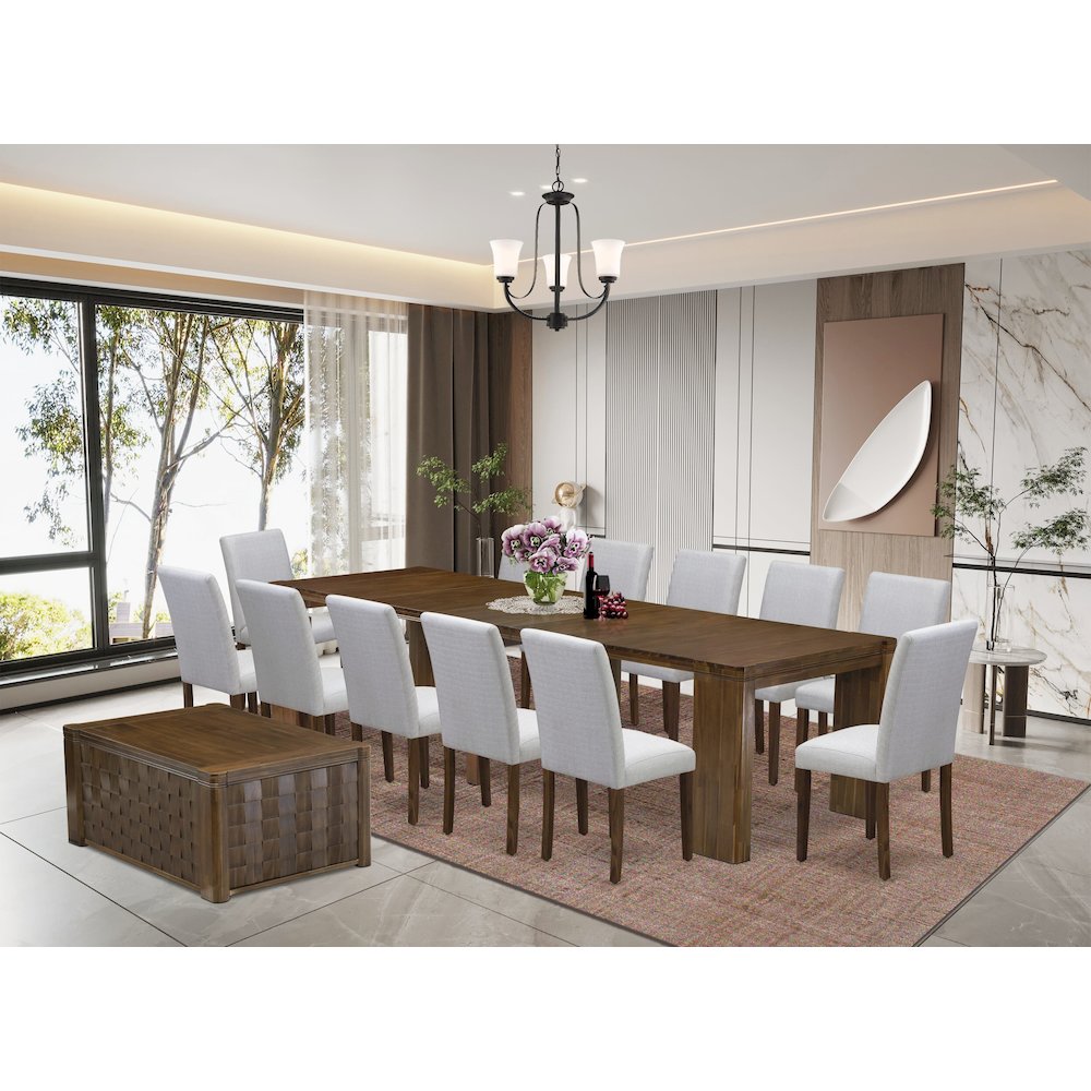 14 Pieces Extendable Dining Set Includes a Rectangle Kitchen Table